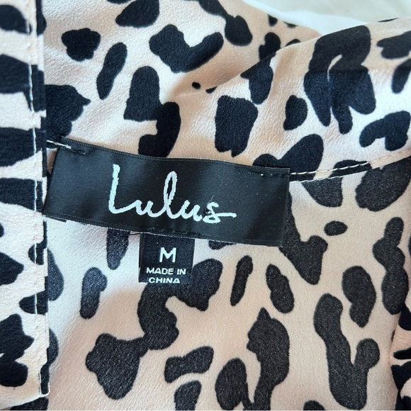 LULUS Ashlyn Taupe Leopard Print Midi Shirt Dress size Medium NWOT - Picture 14 of 14